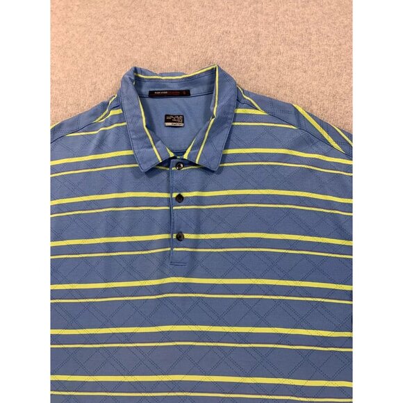 Tiger Woods Nike Fit Dry Striped Short Sleeve Polo Shirt‎ (Men's XXL) Blue - Picture 2 of 11